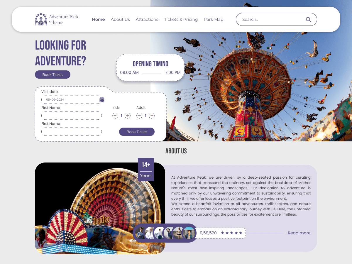 sites internet pour parcs d'attractions