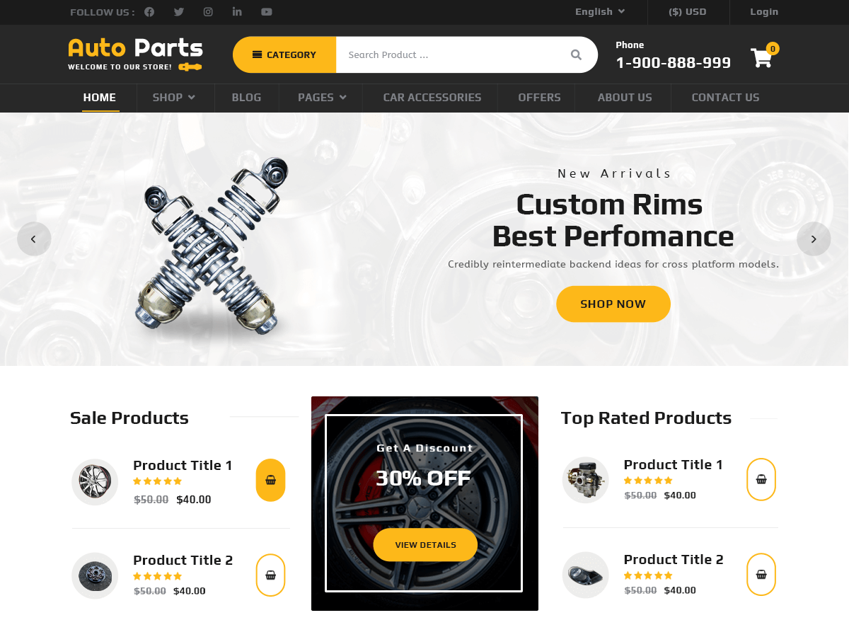 Template auto-parts-garage